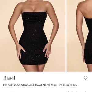 Oh Polly Black Strapless Sequin Dress